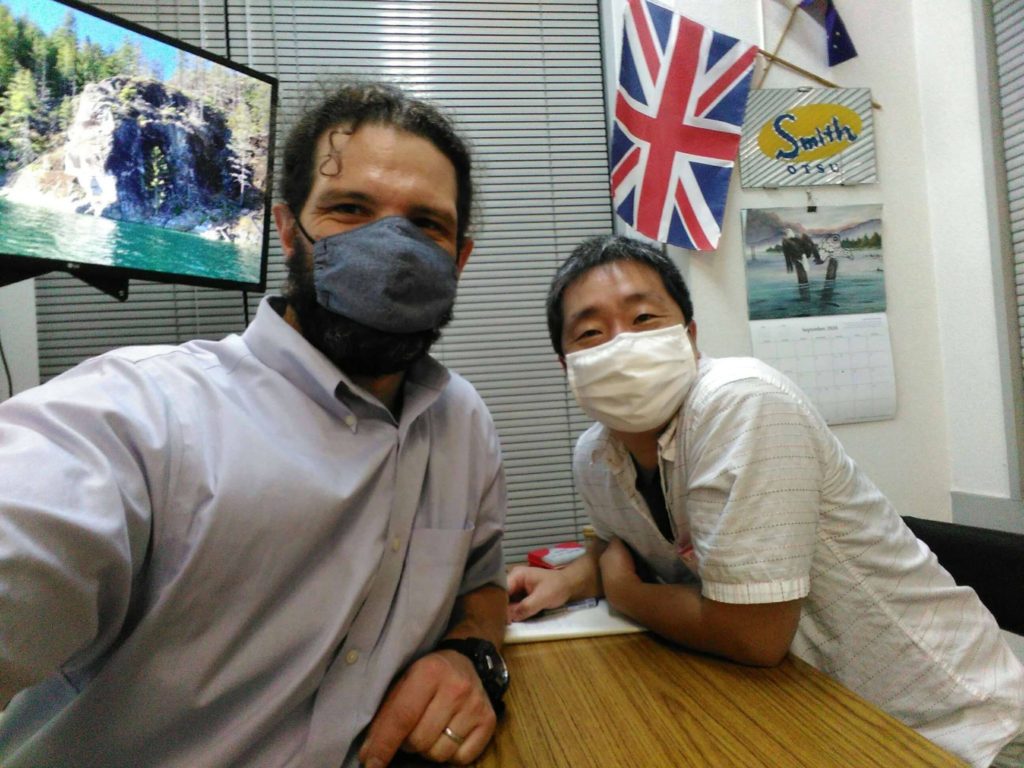 SSE Otsu Student Taro in class with the author of this post, Edward. 