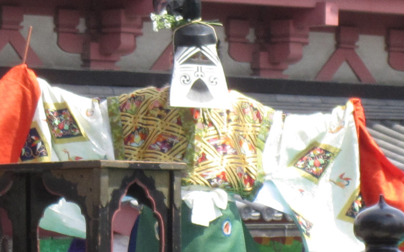 Gagaku Soriko dancer at the traditional Shoryoe, Shitennoji