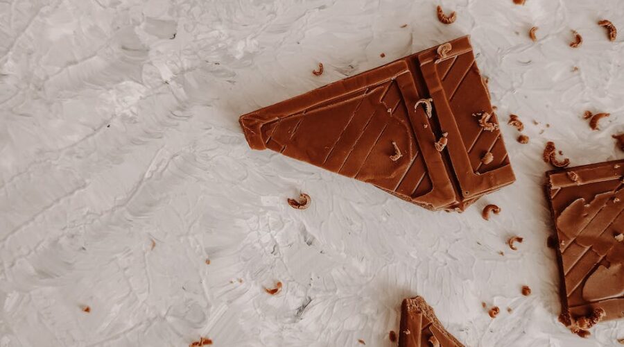 broken chocolate bar in close up photography